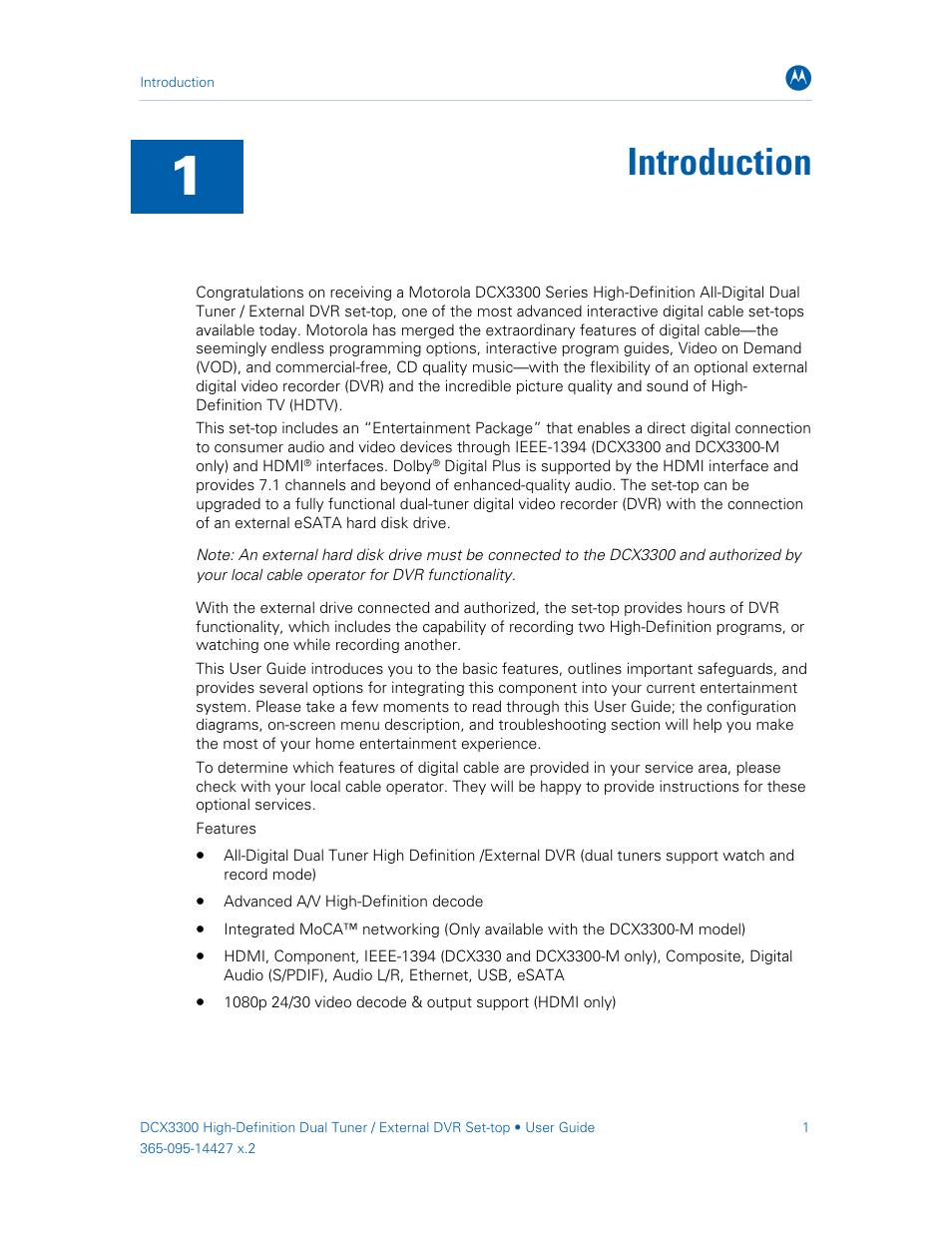 Introduction | ARRIS DCX3300 User Guide User Manual | Page 10 / 51