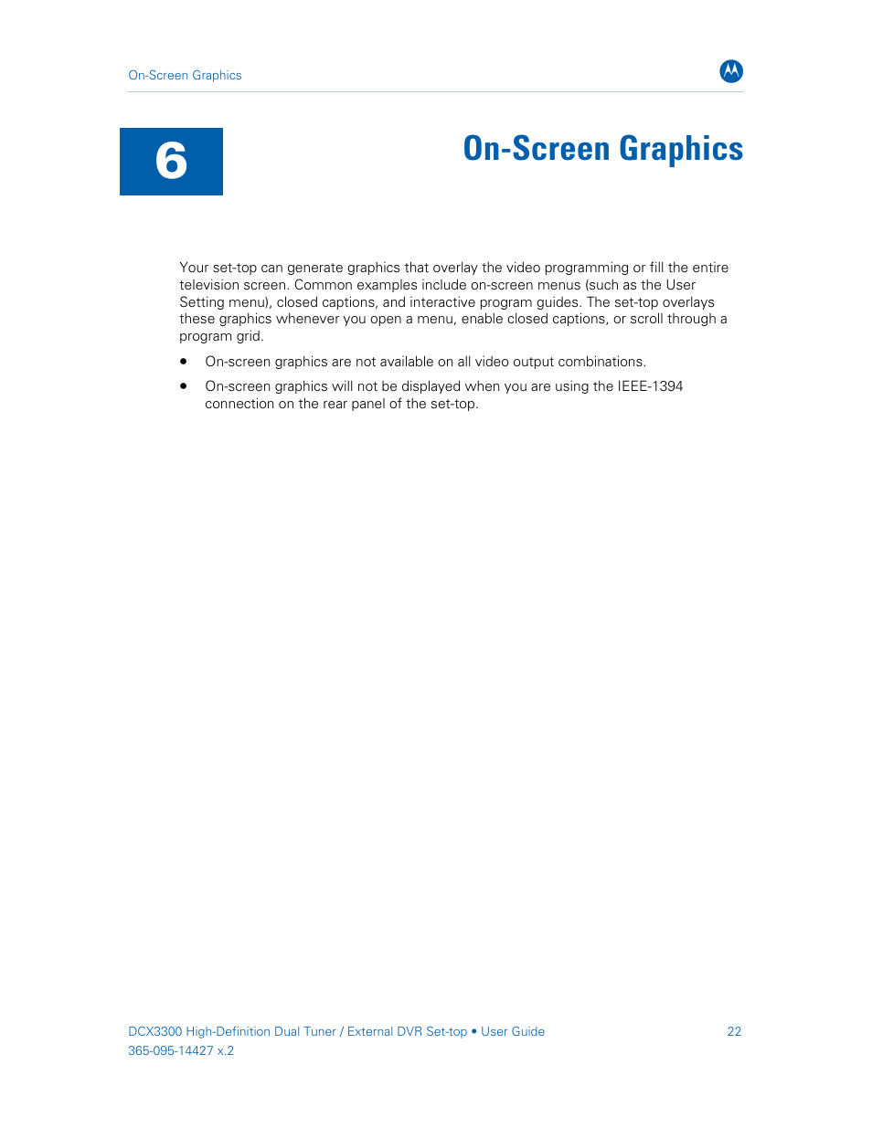 On-screen graphics | ARRIS DCX3300 User Guide User Manual | Page 31 / 51