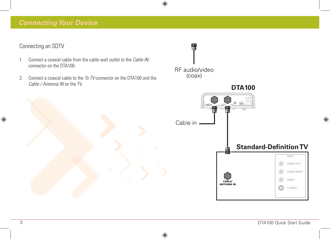 Connecting your device | ARRIS DTA100 Quick Start Guide User Manual | Page 4 / 8