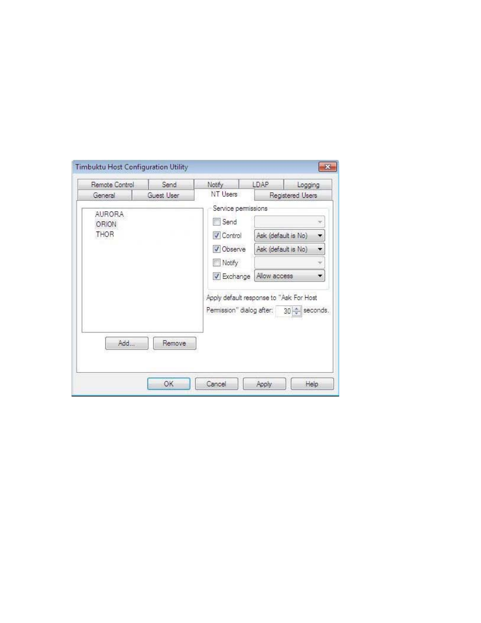 The nt users tab | ARRIS Timbuktu for Windows v9.0.4- Getting Started Guide User Manual | Page 23 / 57
