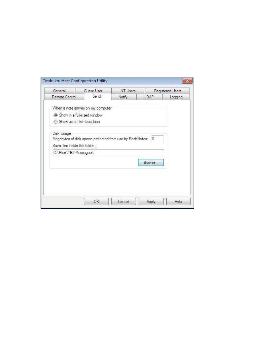 The send tab | ARRIS Timbuktu for Windows v9.0.4- Getting Started Guide User Manual | Page 27 / 57