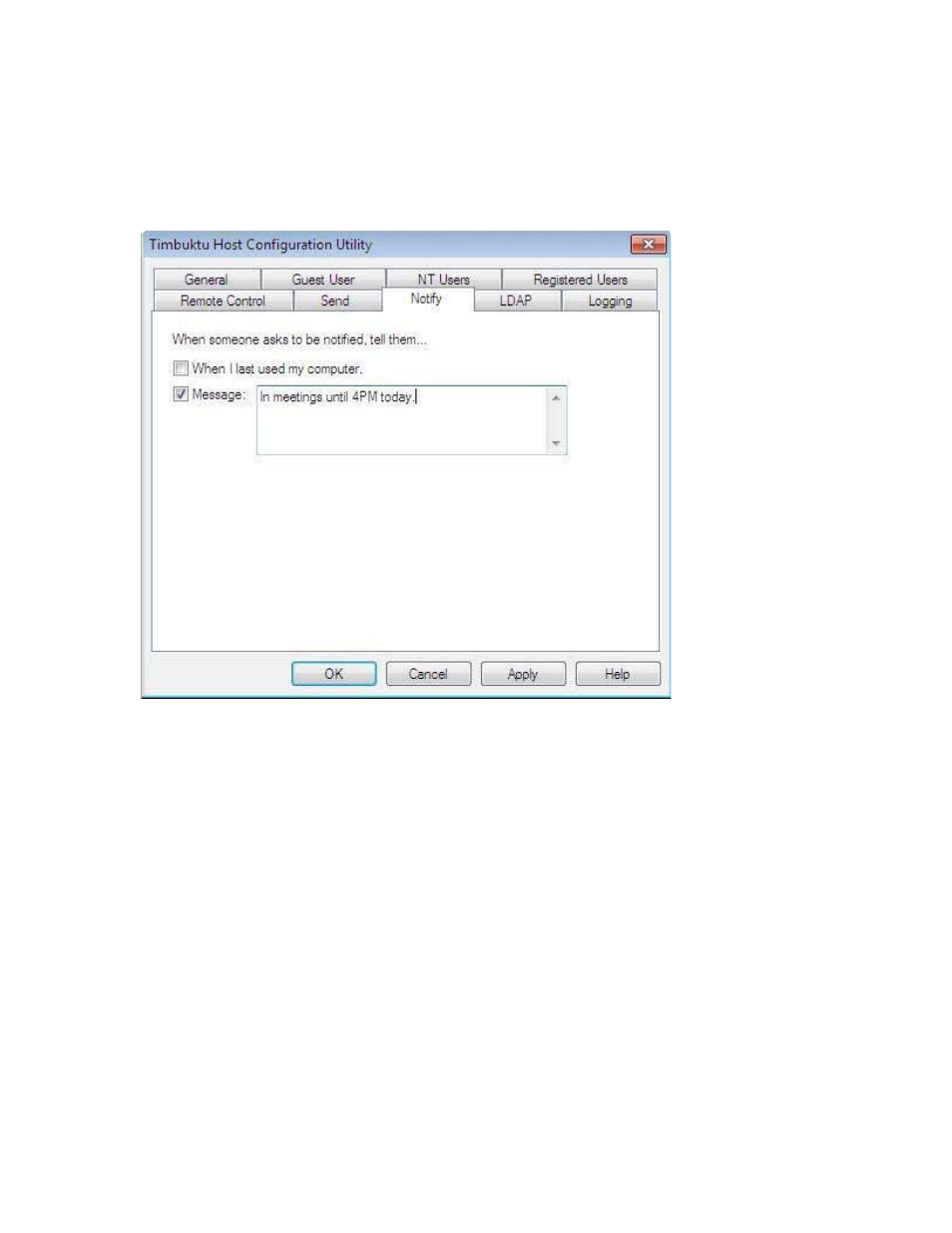 The notify tab | ARRIS Timbuktu for Windows v9.0.4- Getting Started Guide User Manual | Page 28 / 57