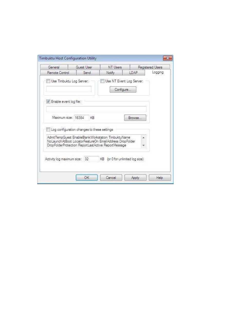 The logging tab, The sitekey tab, The logging tab the sitekey tab | ARRIS Timbuktu for Windows v9.0.4- Getting Started Guide User Manual | Page 30 / 57