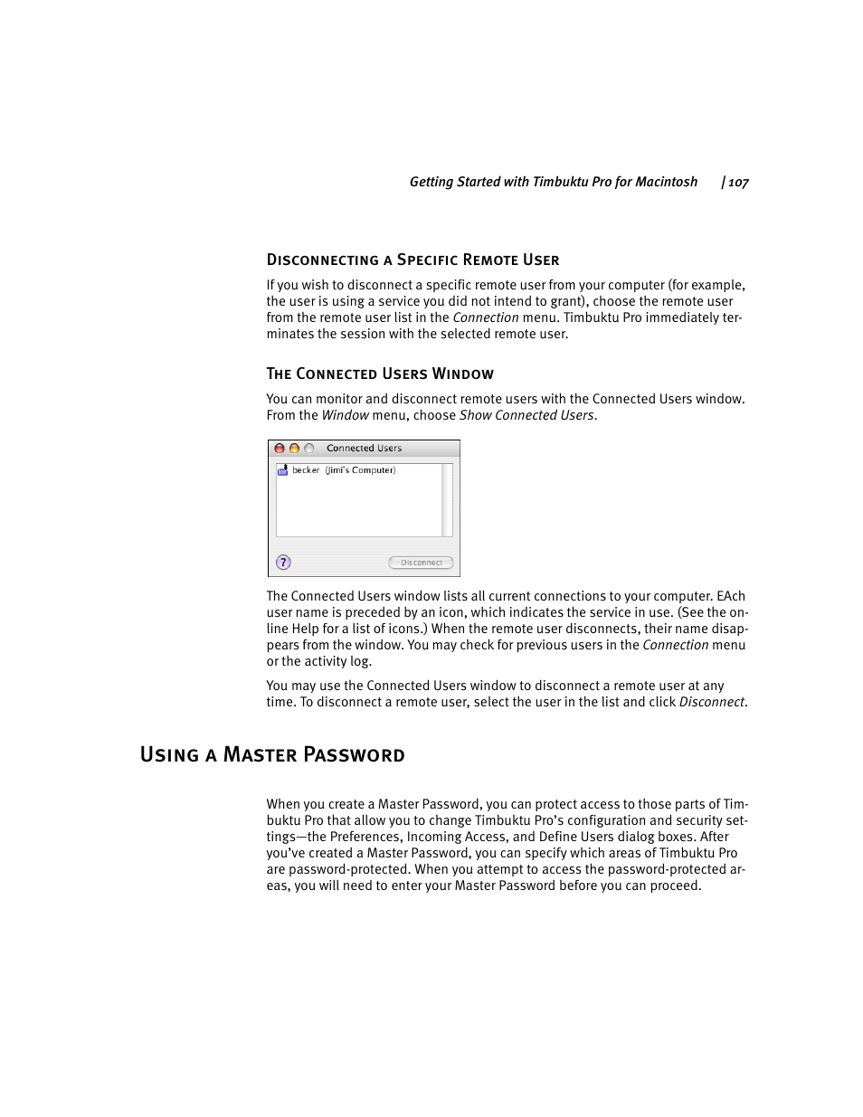 Using a master password | ARRIS Timbuktu for Macintosh v8.8.3- Getting Started Guide User Manual | Page 107 / 116