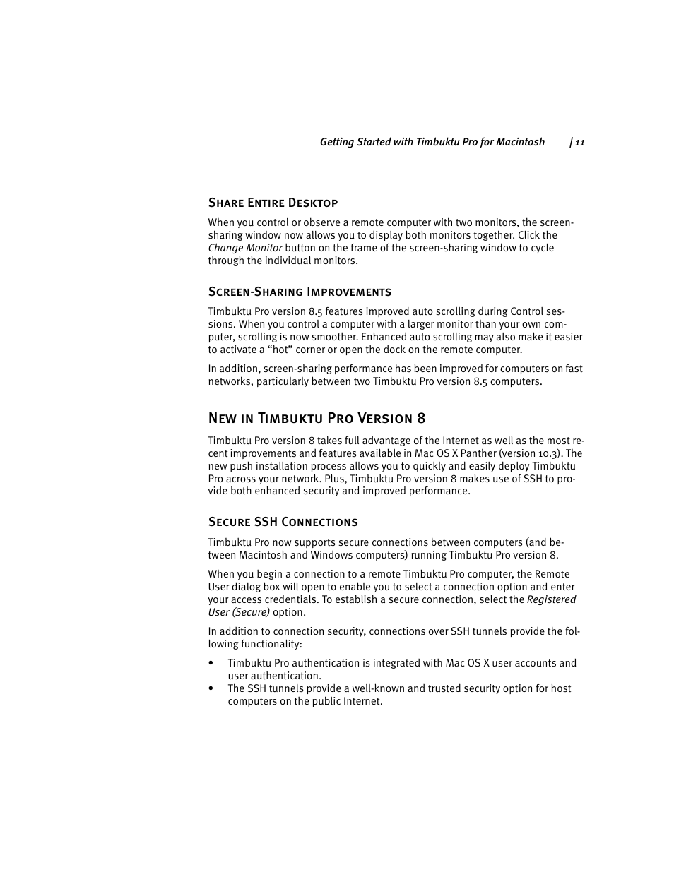 New in timbuktu pro version 8 | ARRIS Timbuktu for Macintosh v8.8.3- Getting Started Guide User Manual | Page 11 / 116