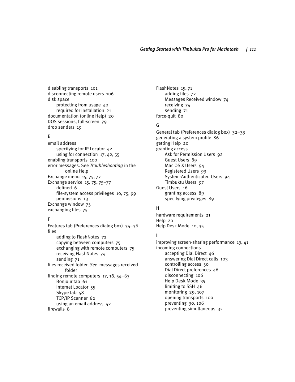 ARRIS Timbuktu for Macintosh v8.8.3- Getting Started Guide User Manual | Page 111 / 116