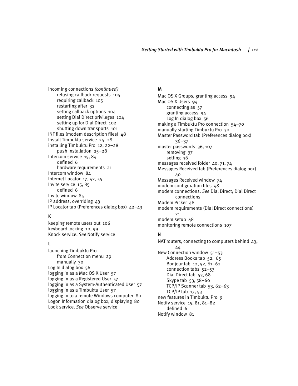 ARRIS Timbuktu for Macintosh v8.8.3- Getting Started Guide User Manual | Page 112 / 116