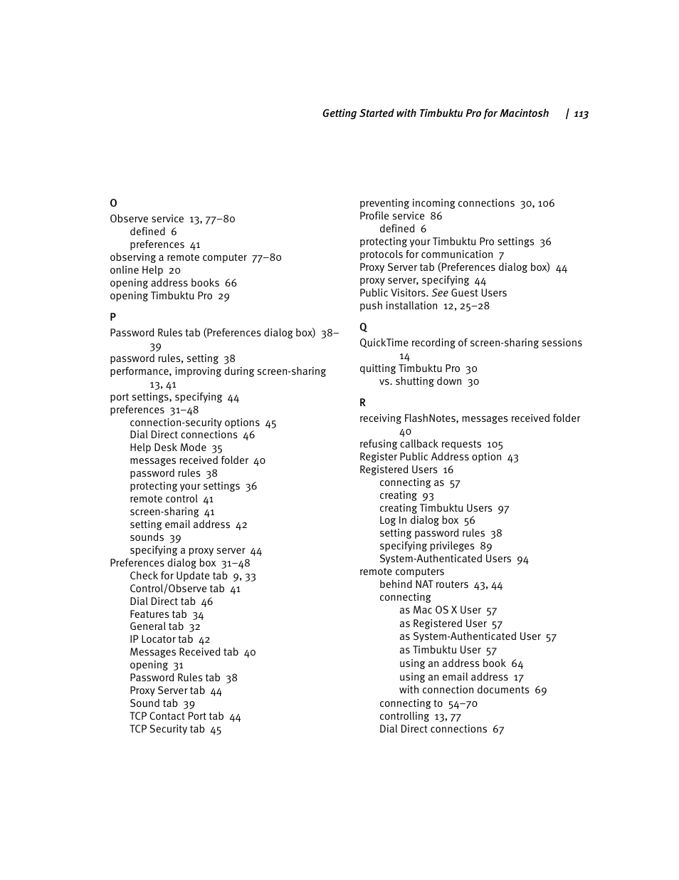 ARRIS Timbuktu for Macintosh v8.8.3- Getting Started Guide User Manual | Page 113 / 116