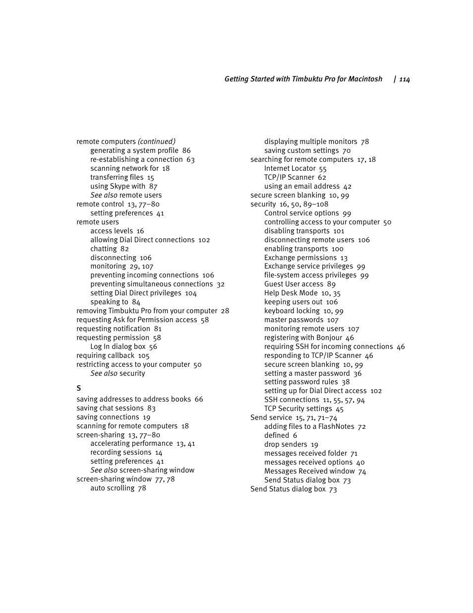 ARRIS Timbuktu for Macintosh v8.8.3- Getting Started Guide User Manual | Page 114 / 116
