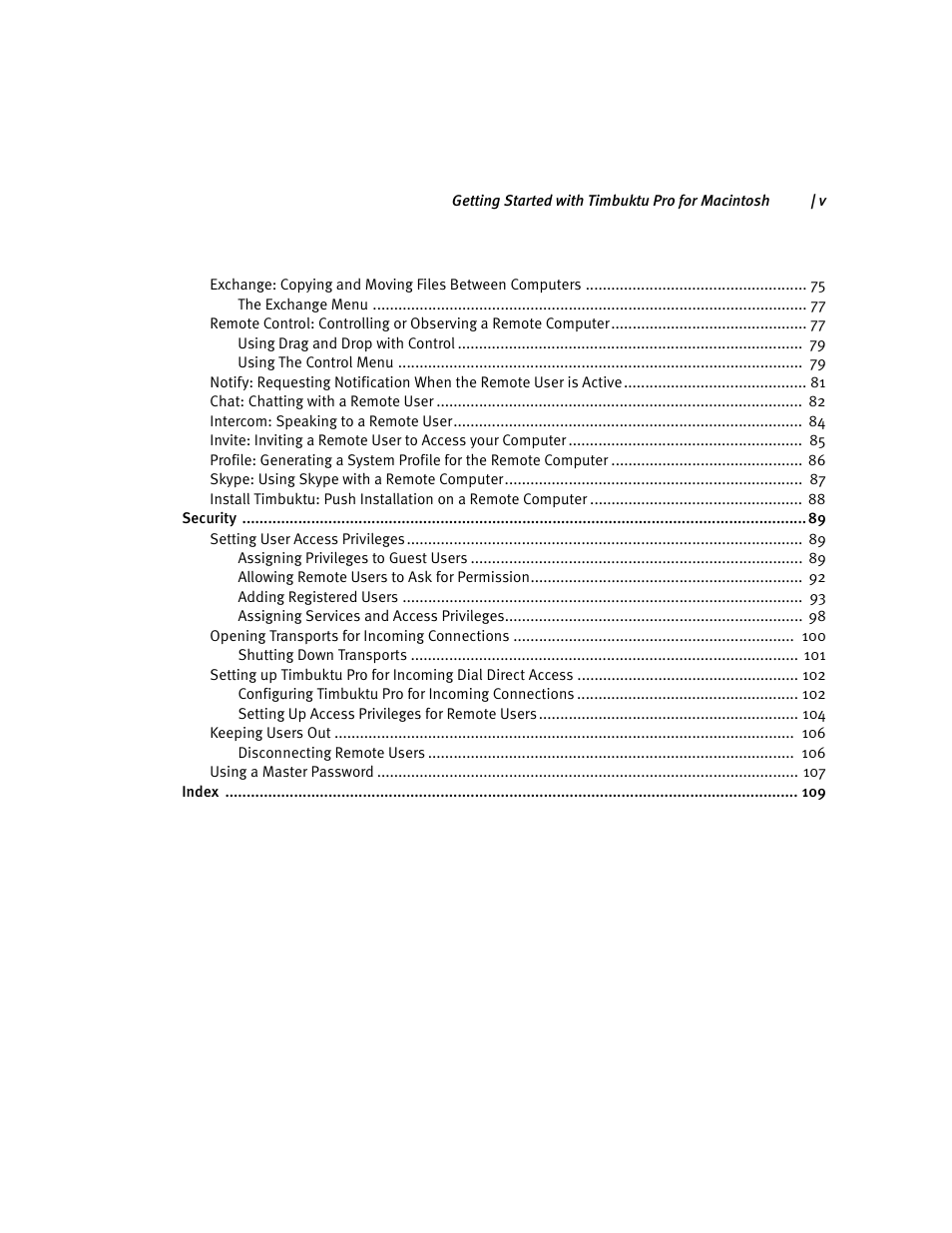 ARRIS Timbuktu for Macintosh v8.8.3- Getting Started Guide User Manual | Page 5 / 116