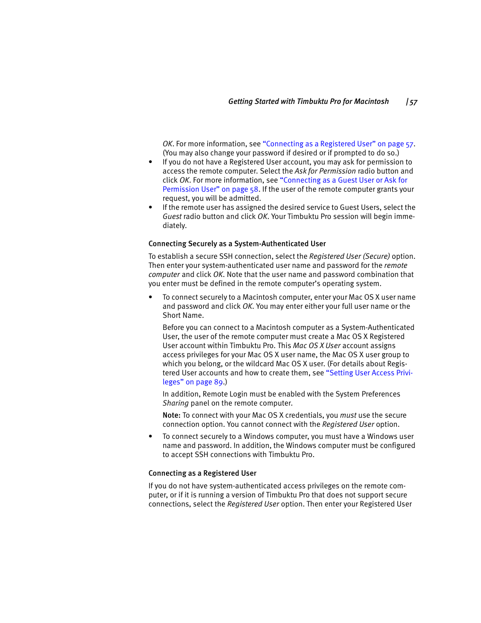 Connecting securely as a system-authenticated user | ARRIS Timbuktu for Macintosh v8.8.3- Getting Started Guide User Manual | Page 57 / 116