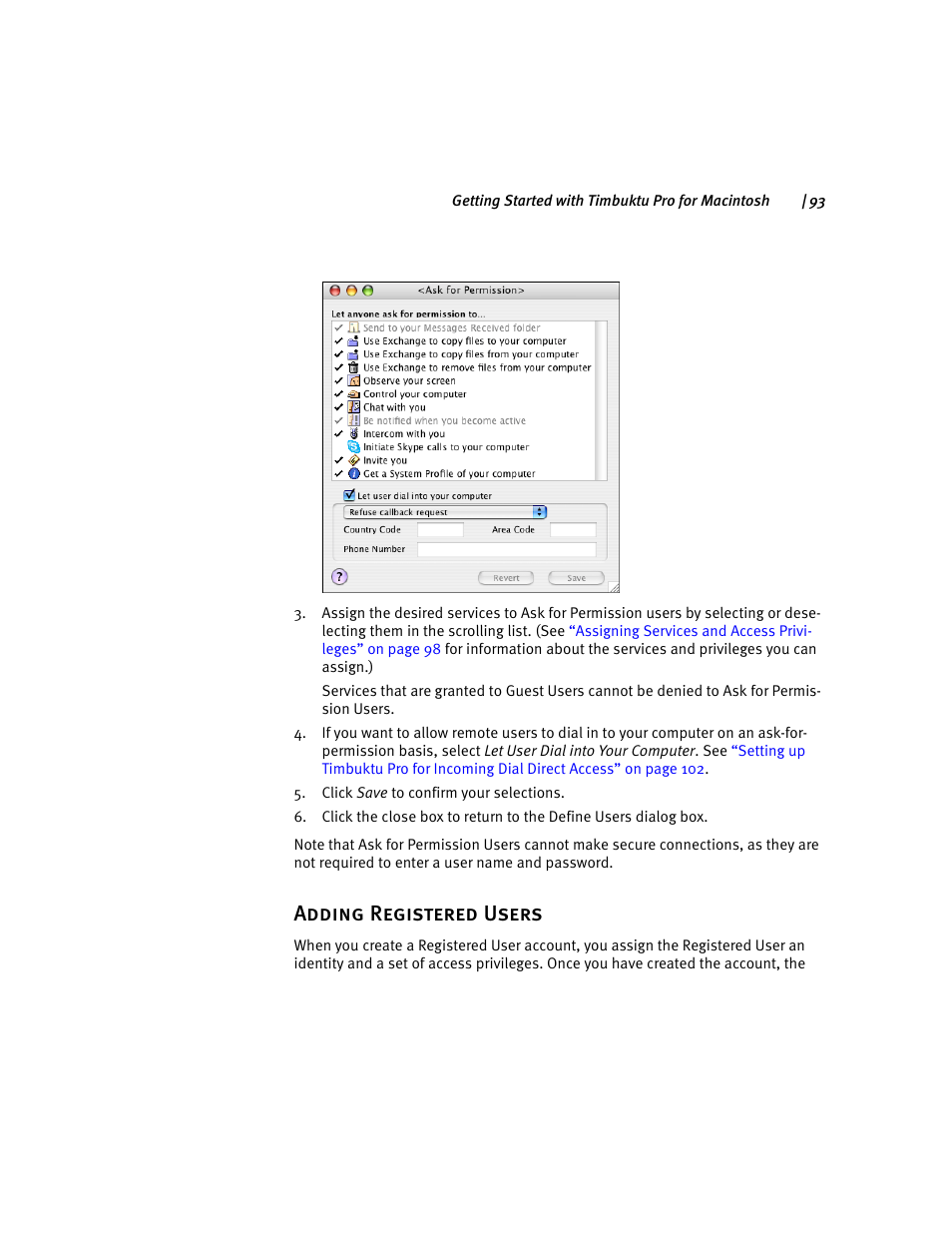 Adding registered users | ARRIS Timbuktu for Macintosh v8.8.3- Getting Started Guide User Manual | Page 93 / 116