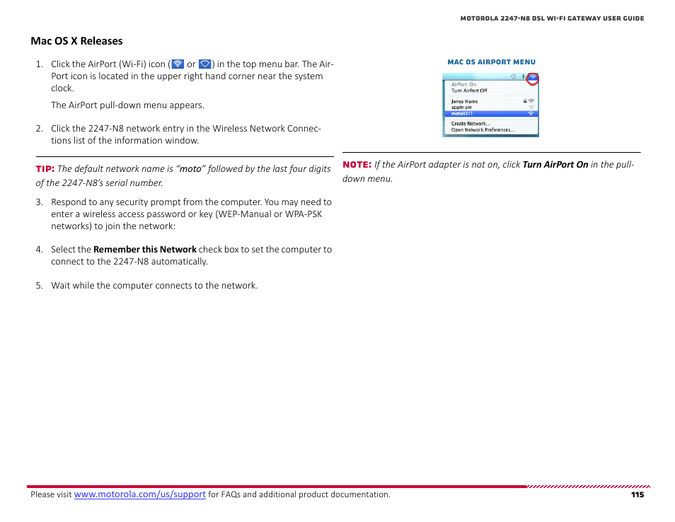 Mac os x releases | ARRIS 2247-N8-10NA (v9.1.x) User Manual User Manual | Page 115 / 131