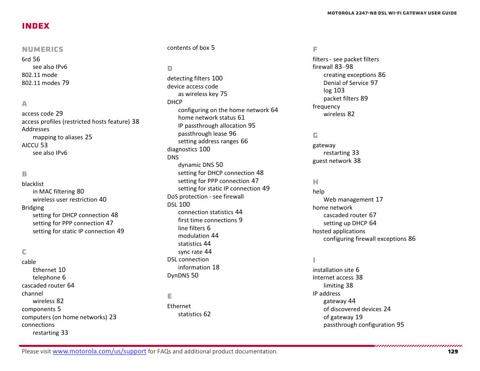 Index, Ndex, Numerics | ARRIS 2247-N8-10NA (v9.1.x) User Manual User Manual | Page 129 / 131