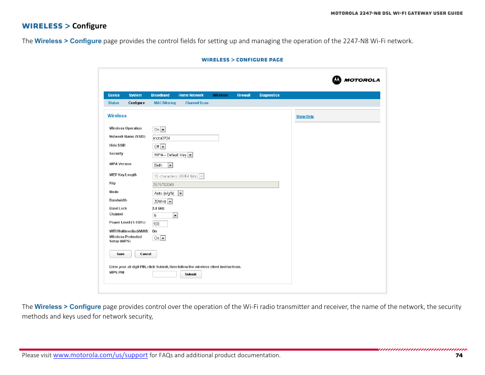 Configure, Wireless | ARRIS 2247-N8-10NA (v9.1.x) User Manual User Manual | Page 74 / 131