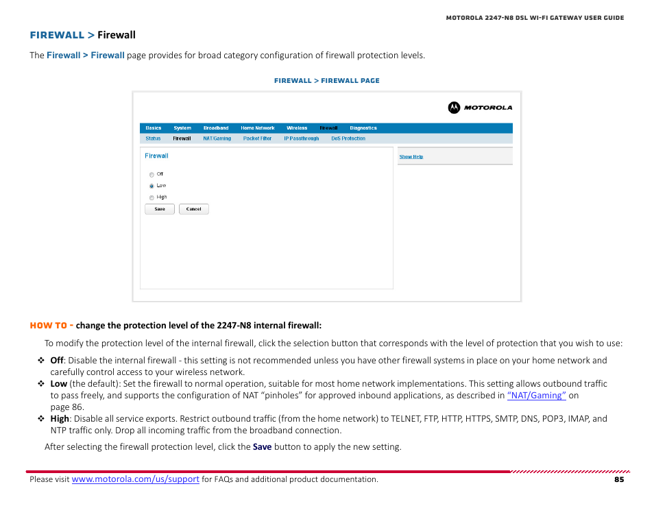 Firewall | ARRIS 2247-N8-10NA (v9.1.x) User Manual User Manual | Page 85 / 131