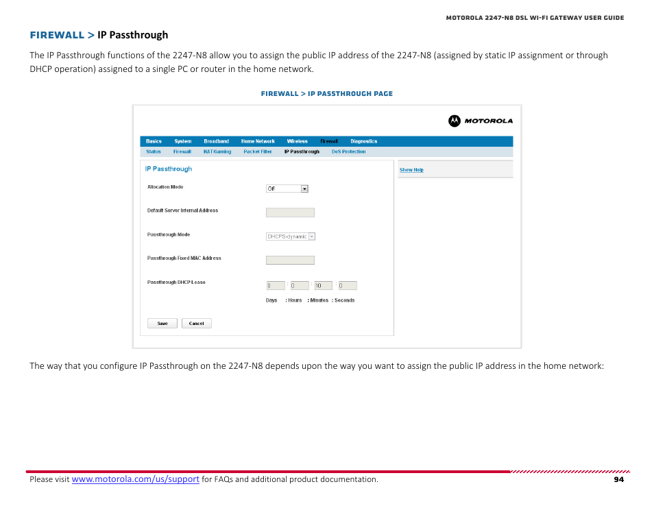 Ip passthrough, Firewall | ARRIS 2247-N8-10NA (v9.1.x) User Manual User Manual | Page 94 / 131