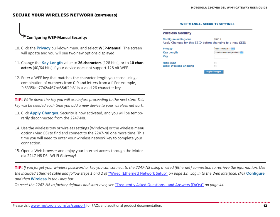 Secure your wireless network | ARRIS 2247-N8-10NA User Manual User Manual | Page 13 / 68