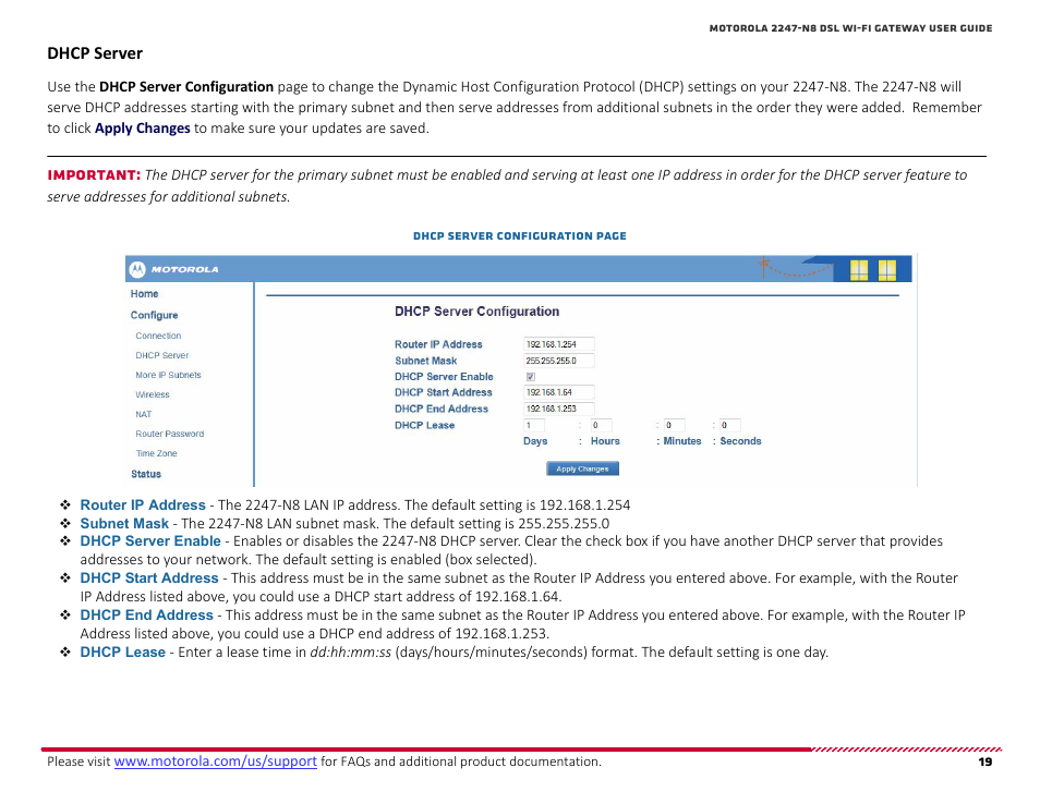 Dhcp server | ARRIS 2247-N8-10NA User Manual User Manual | Page 20 / 68