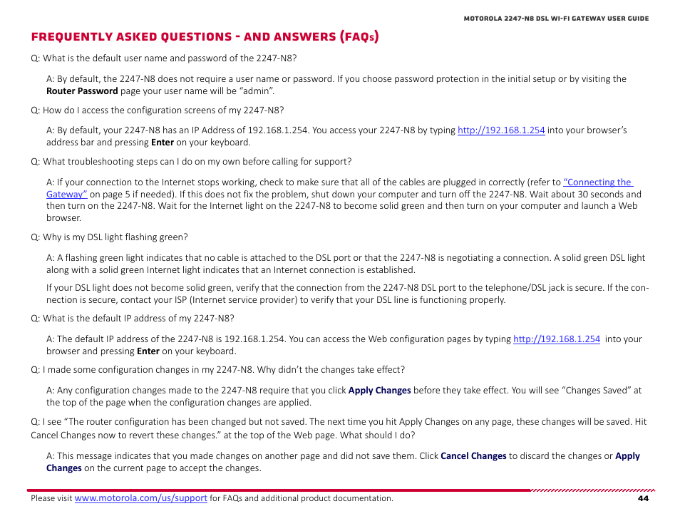 Frequently asked questions - and answers (faqs), Requently, Sked | Uestions, Nswers, Frequently asked questions - and answers, Faqs), Frequently asked questions - and answers (faq | ARRIS 2247-N8-10NA User Manual User Manual | Page 45 / 68