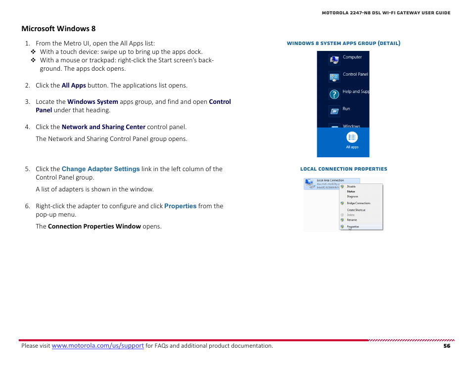Microsoft windows 8 (continued), Microsoft windows 8 | ARRIS 2247-N8-10NA User Manual User Manual | Page 57 / 68