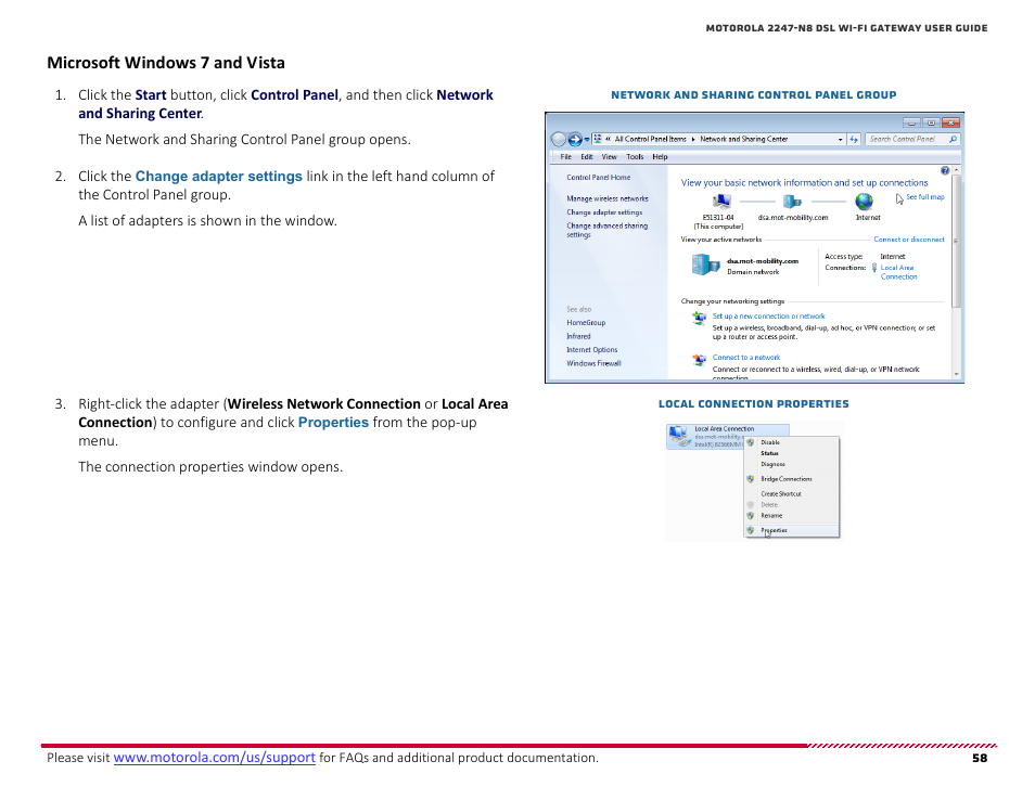 Microsoft windows 7 and vista (continued), Microsoft windows 7 and vista | ARRIS 2247-N8-10NA User Manual User Manual | Page 59 / 68