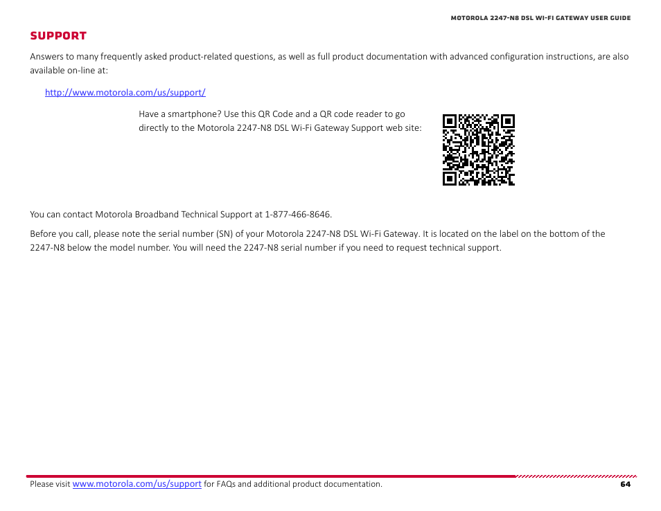 Support, Upport | ARRIS 2247-N8-10NA User Manual User Manual | Page 65 / 68