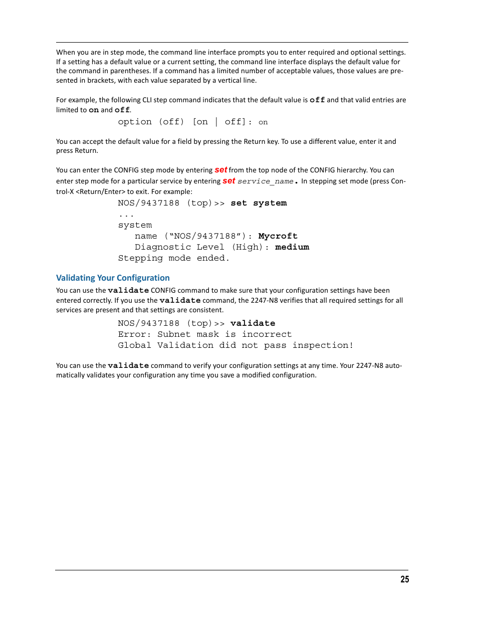 Validating your configuration | ARRIS 2247-N8-10NA (v9.1.x) Admin Handbook User Manual | Page 25 / 110