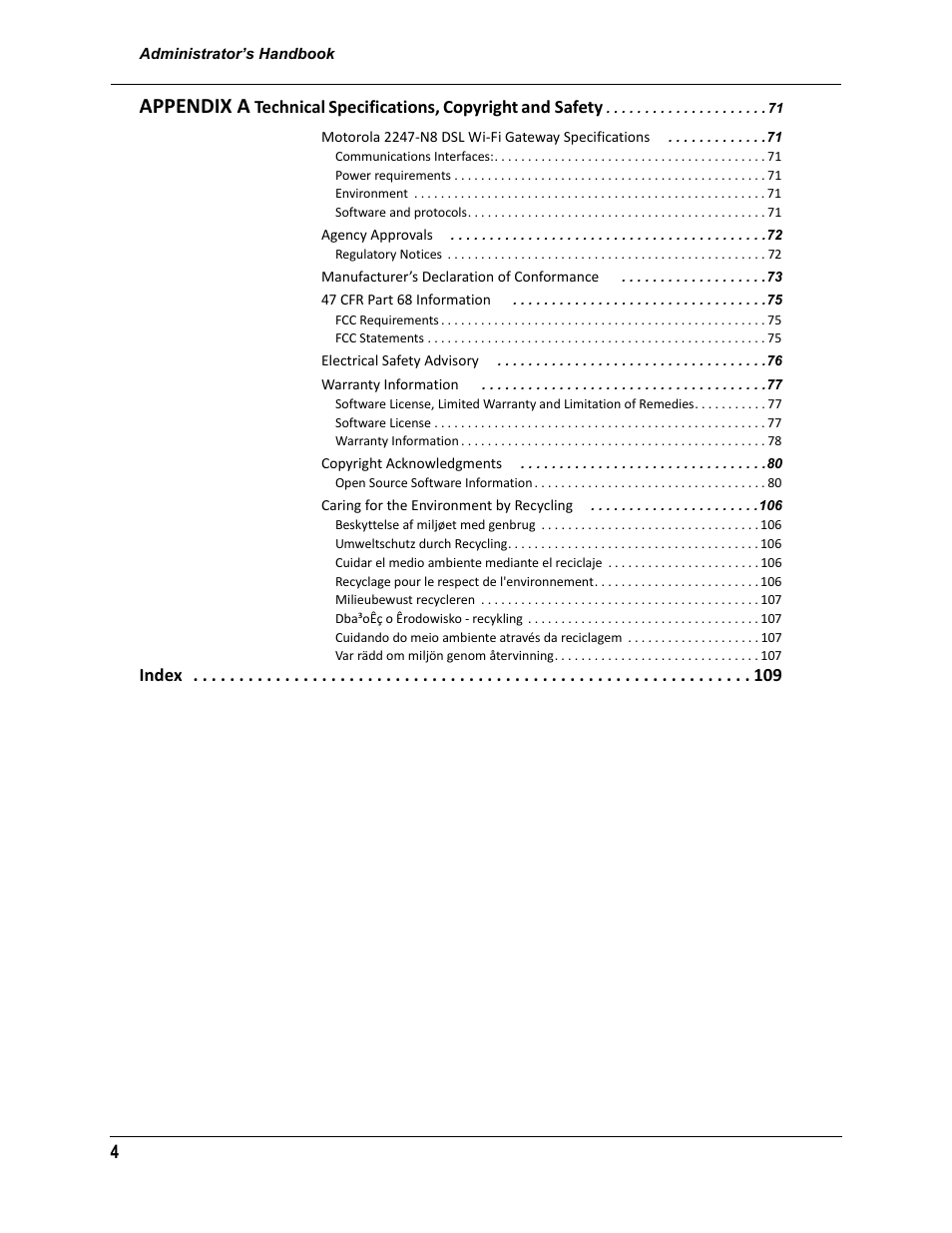 Appendix a | ARRIS 2247-N8-10NA (v9.1.x) Admin Handbook User Manual | Page 4 / 110