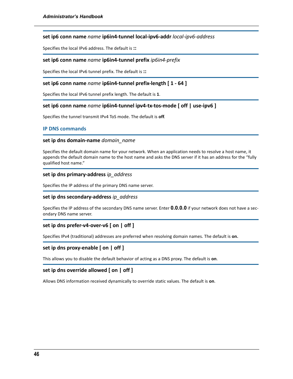Ip dns commands | ARRIS 2247-N8-10NA (v9.1.x) Admin Handbook User Manual | Page 46 / 110