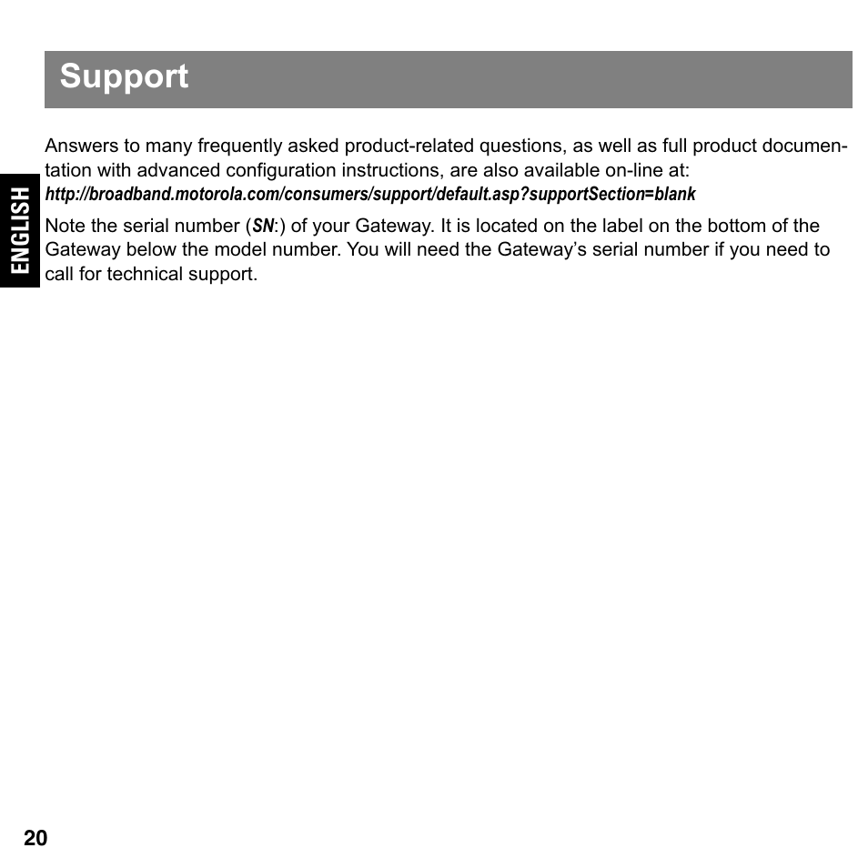 Support | ARRIS 2247-N8-10NA Quick Start Guide User Manual | Page 20 / 24