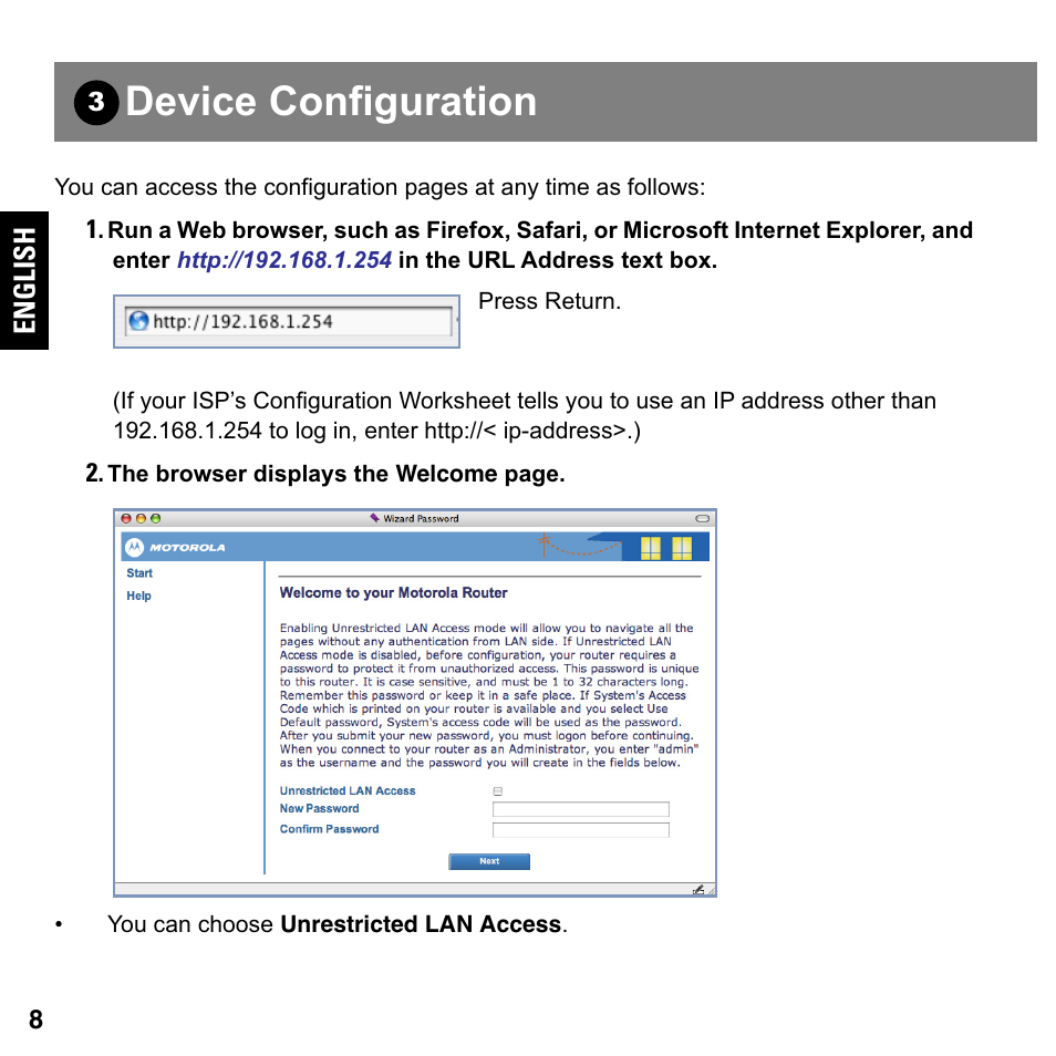 Device configuration | ARRIS 2247-N8-10NA Quick Start Guide User Manual | Page 8 / 24