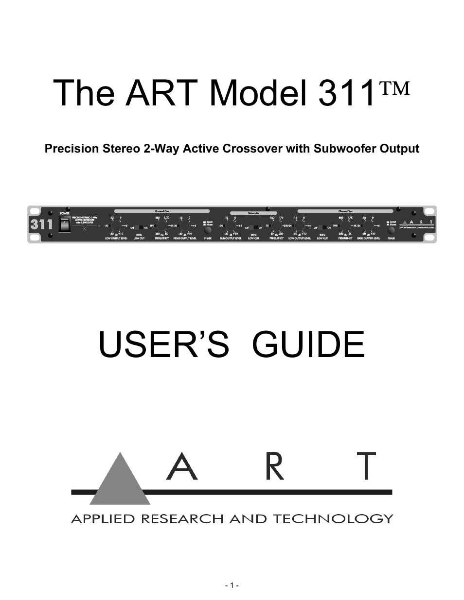 ART Pro Audio 311 - 2way Crossover w/ Subwoofer Out User Manual | 12 pages