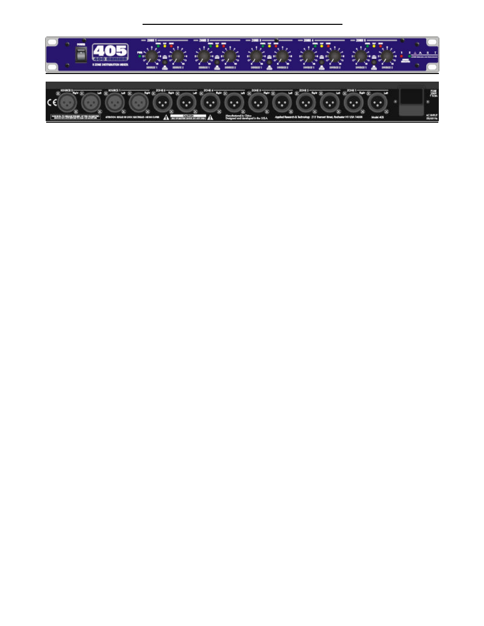 ART Pro Audio 405 - Five Zone Distribution Mixer User Manual | 2 pages