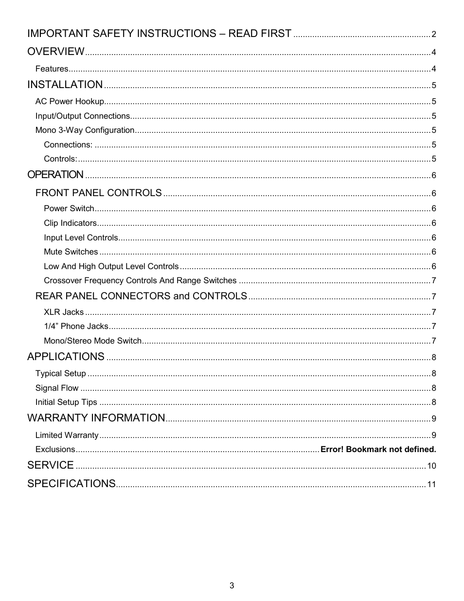 ART Pro Audio CX310 - 2way/3way Crossover User Manual | Page 3 / 12