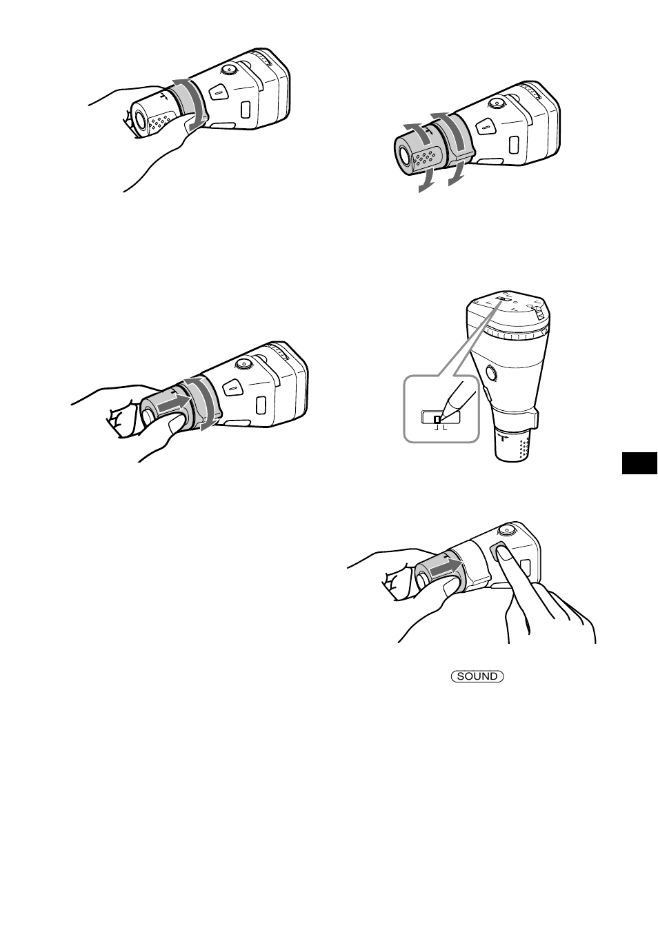 Rodando o botão, Carregando e rodando o botão, Alterar a direcção de funcionamento | Rm-x5s, Rm-x4s | Sony CDX-CA850 User Manual | Page 123 / 204