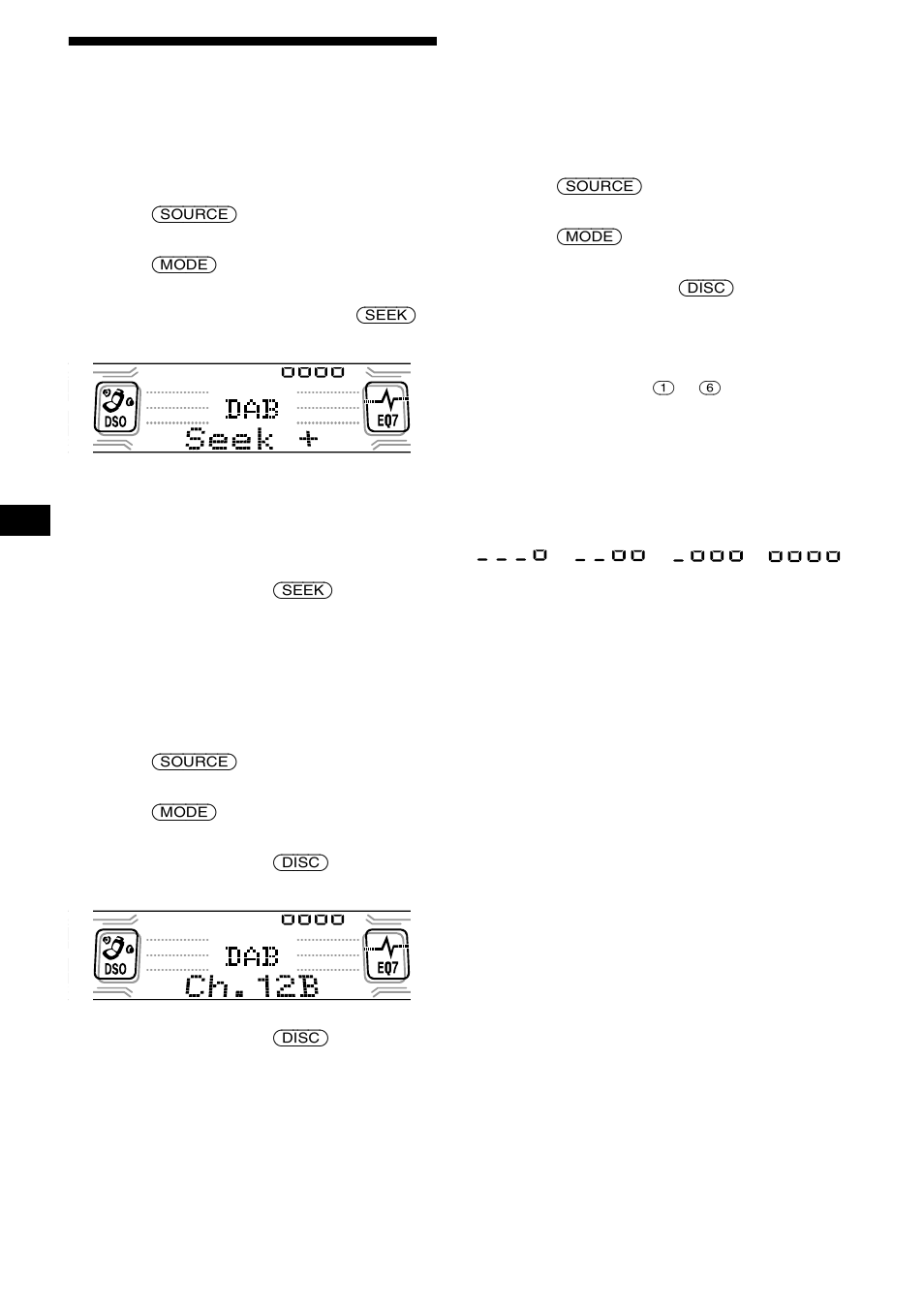 Basic operations of dab, 20 basic operations of dab | Sony CDX-CA850 User Manual | Page 20 / 204