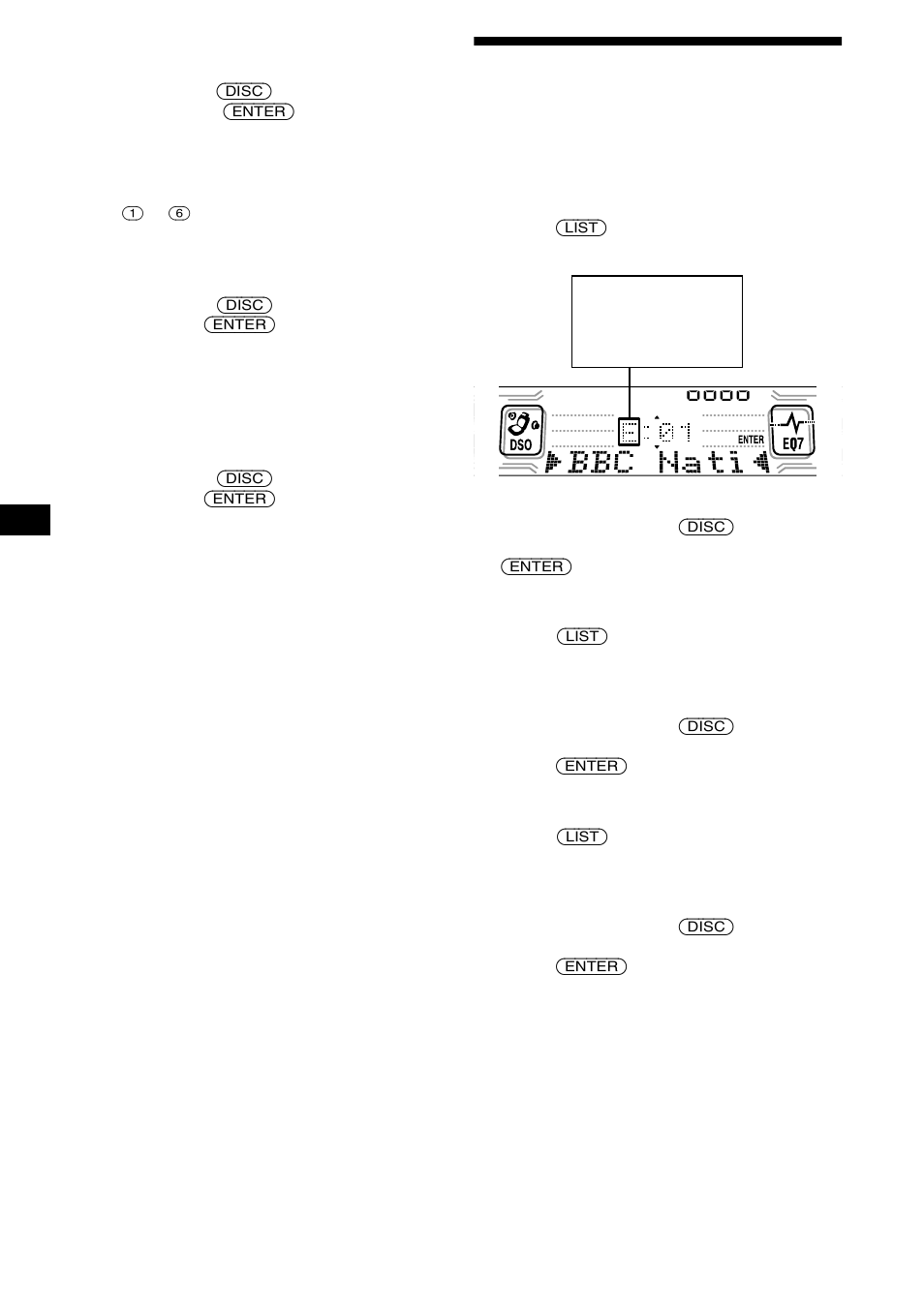 Tuning in dab programme through a list, Tuning in dab programme through, A list | Sony CDX-CA850 User Manual | Page 22 / 204