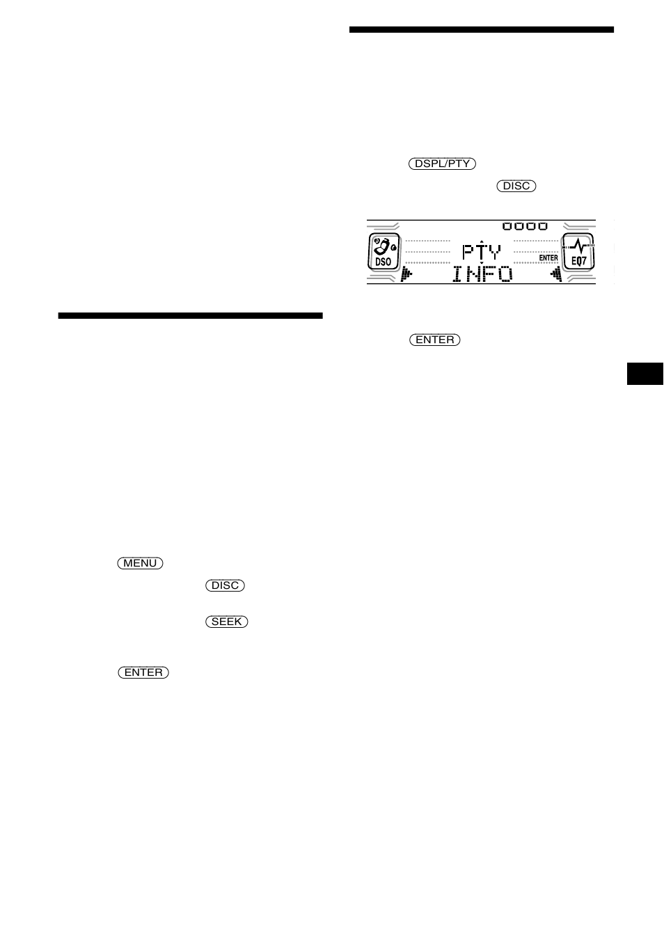 Switching multi-channel audio and drc, Locating a dab service by programme type (pty), Switching multi-channel audio and | Locating a dab service by programme type, Pty) | Sony CDX-CA850 User Manual | Page 23 / 204