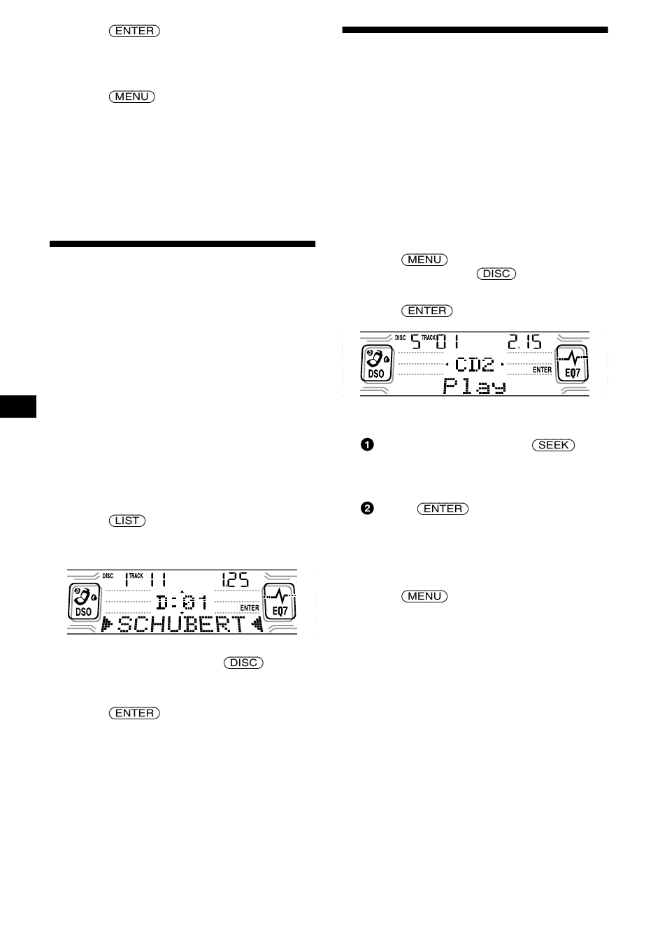 Localización de discos por nombre, Listado, Selección de pistas específicas para su | Reproducción — banco | Sony CDX-CA850 User Manual | Page 44 / 204