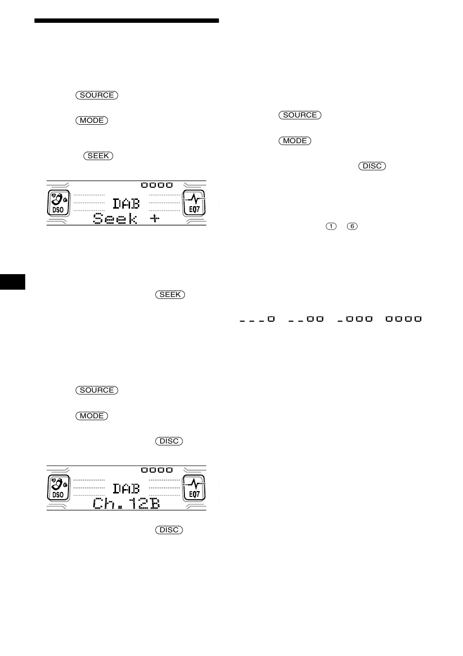 Operaciones básicas de dab, 20 operaciones básicas de dab | Sony CDX-CA850 User Manual | Page 52 / 204