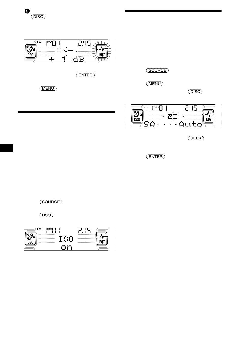 Ajuste del organizador de sonido de baja, Frecuencia dinámico (dso), Selección del analizador de espectros | Sony CDX-CA850 User Manual | Page 60 / 204