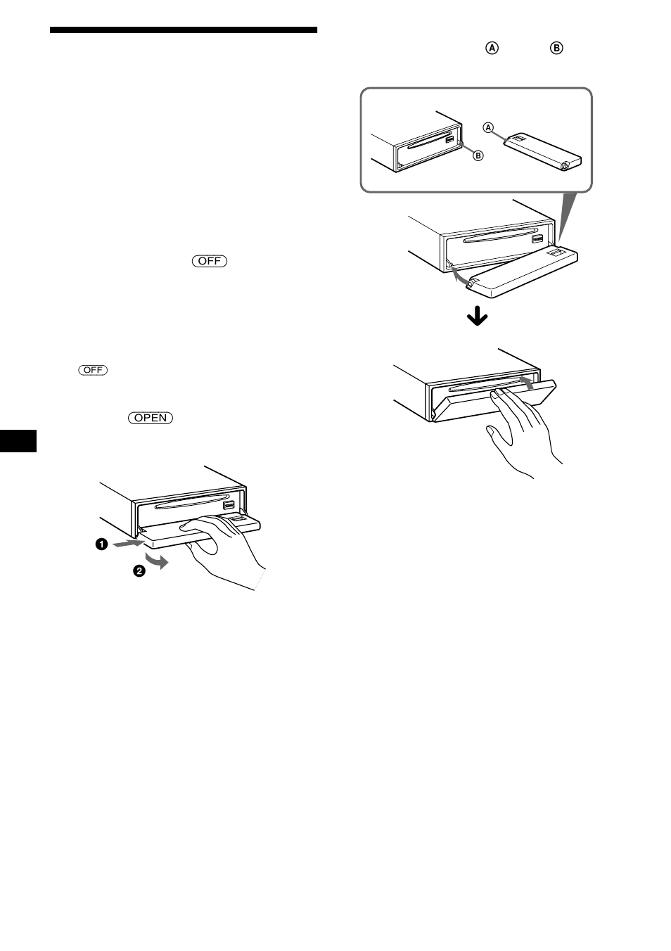 Ta bort frontpanelen, 8ta bort frontpanelen | Sony CDX-CA850 User Manual | Page 74 / 204