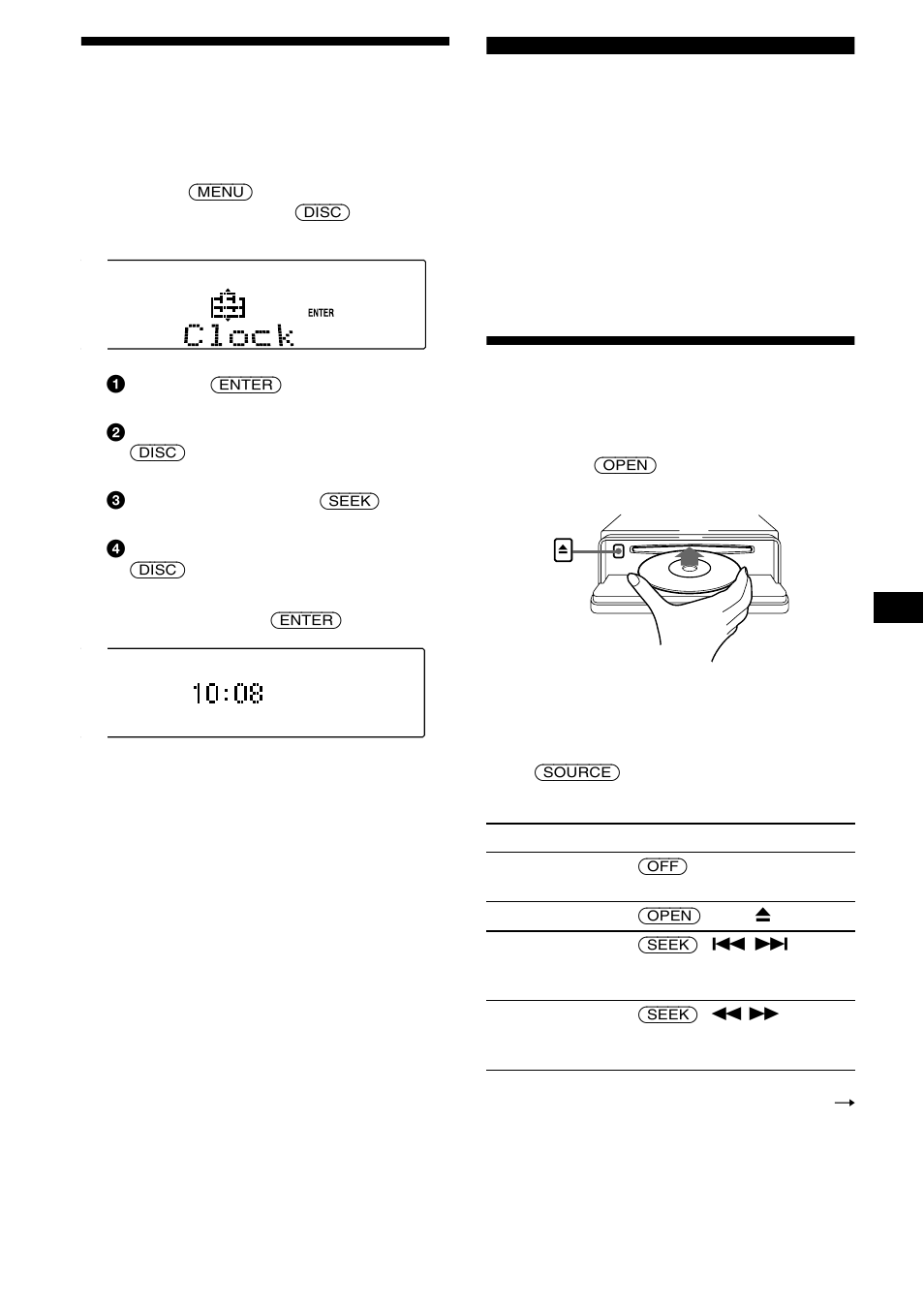 Ställa klockan, Cd-spelaren cd/md-enhet (tillval), Spela en skiva | 9ställa klockan | Sony CDX-CA850 User Manual | Page 75 / 204