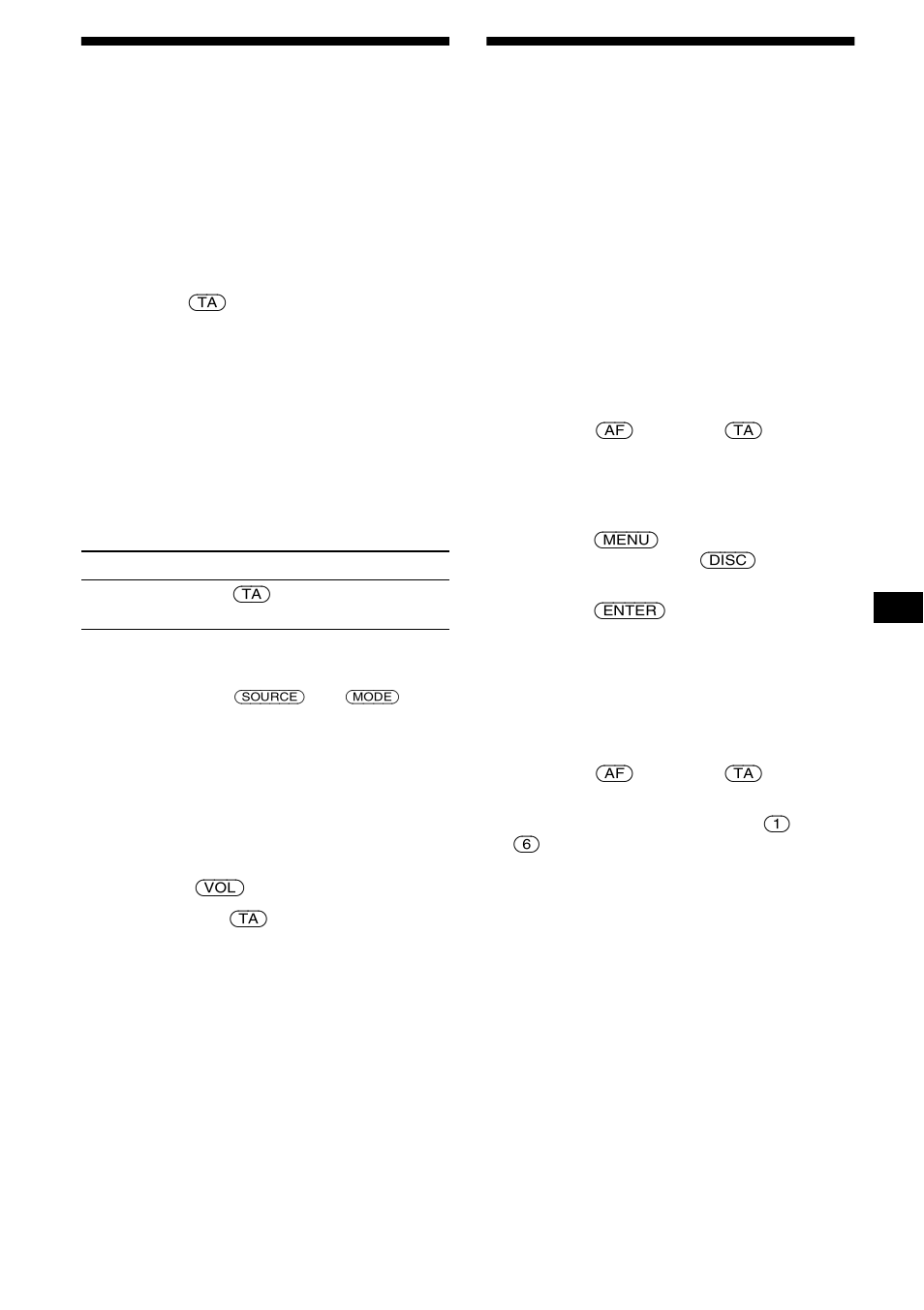 Ta emot trafikinformation, Ta/tp, Ställa in rds-stationer med af/ta | Inställning, Sid. 17, 17 ta emot trafikinformation, Ställa in rds-stationer med af/ta-inställning | Sony CDX-CA850 User Manual | Page 83 / 204