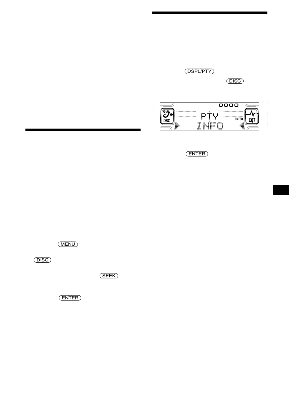 Pty), Växla flerkanals audio och drc, Söka efter en dab-tjänst efter programtyp (pty) | Sony CDX-CA850 User Manual | Page 89 / 204