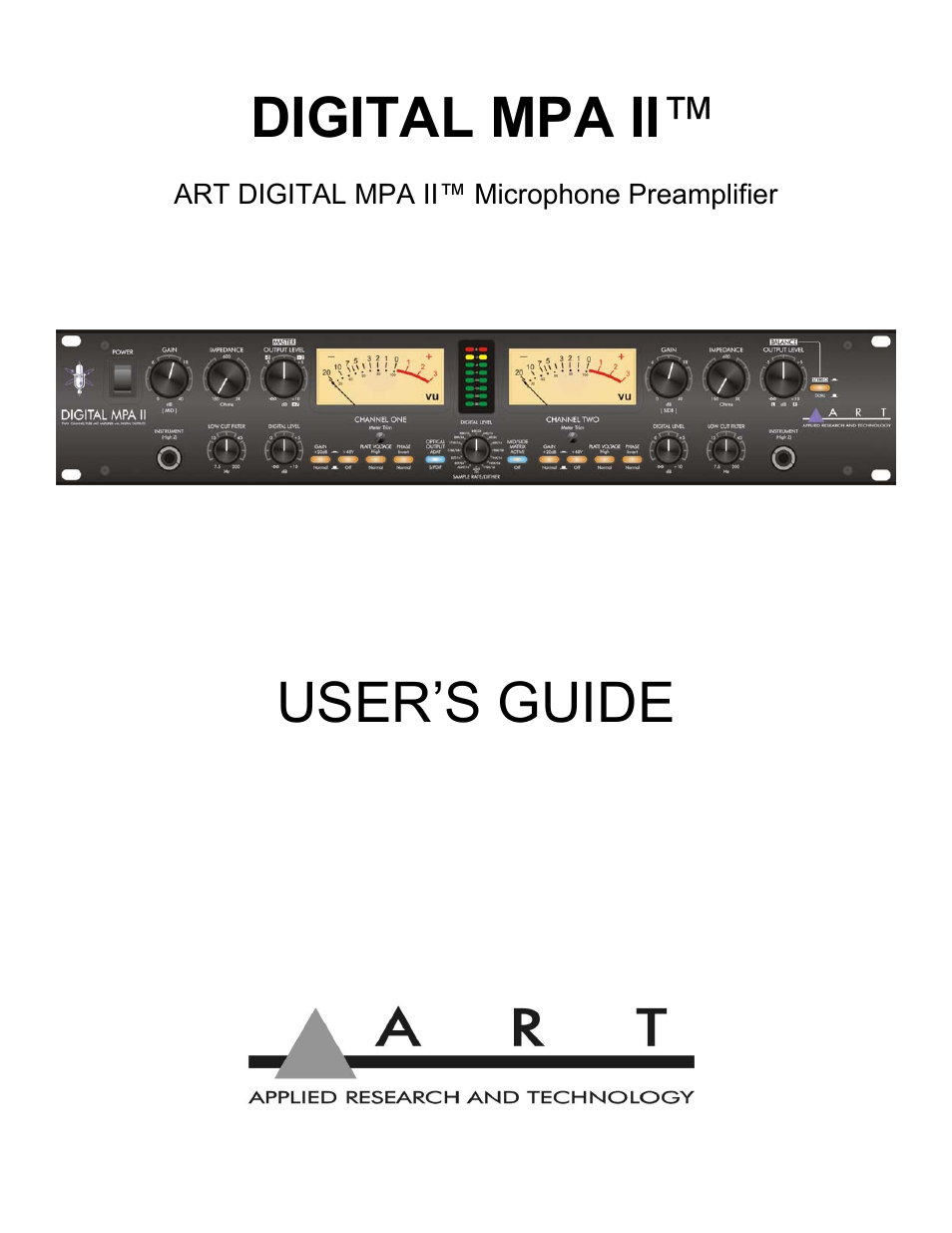 ART Pro Audio Digital MPA-II - Two Ch. Mic Pre w/ A/D Conversion User Manual | 24 pages