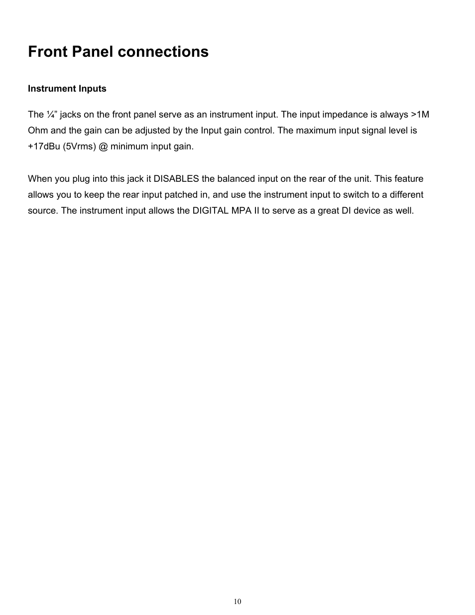 Front panel connections | ART Pro Audio Digital MPA-II - Two Ch. Mic Pre w/ A/D Conversion User Manual | Page 13 / 24