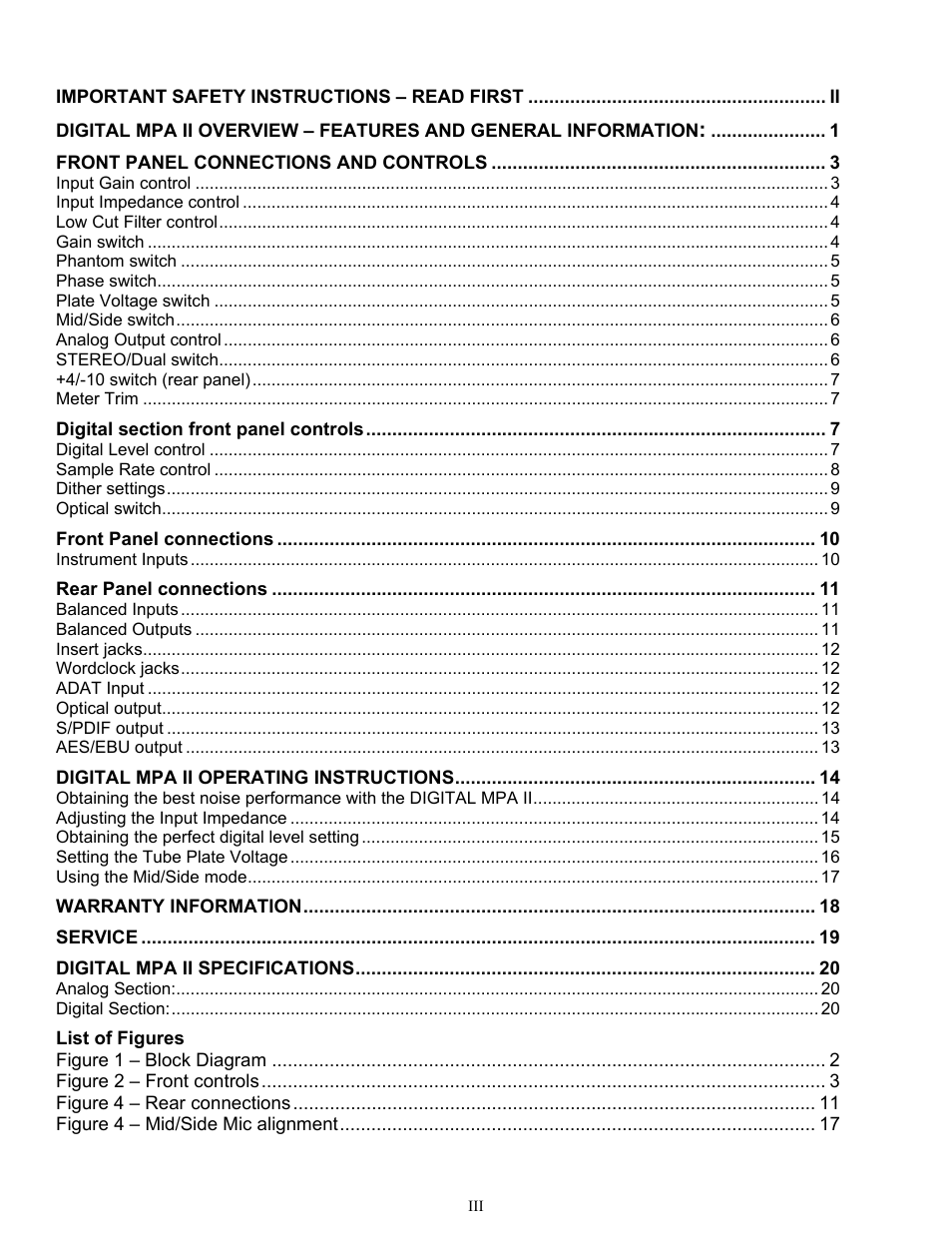 ART Pro Audio Digital MPA-II - Two Ch. Mic Pre w/ A/D Conversion User Manual | Page 3 / 24