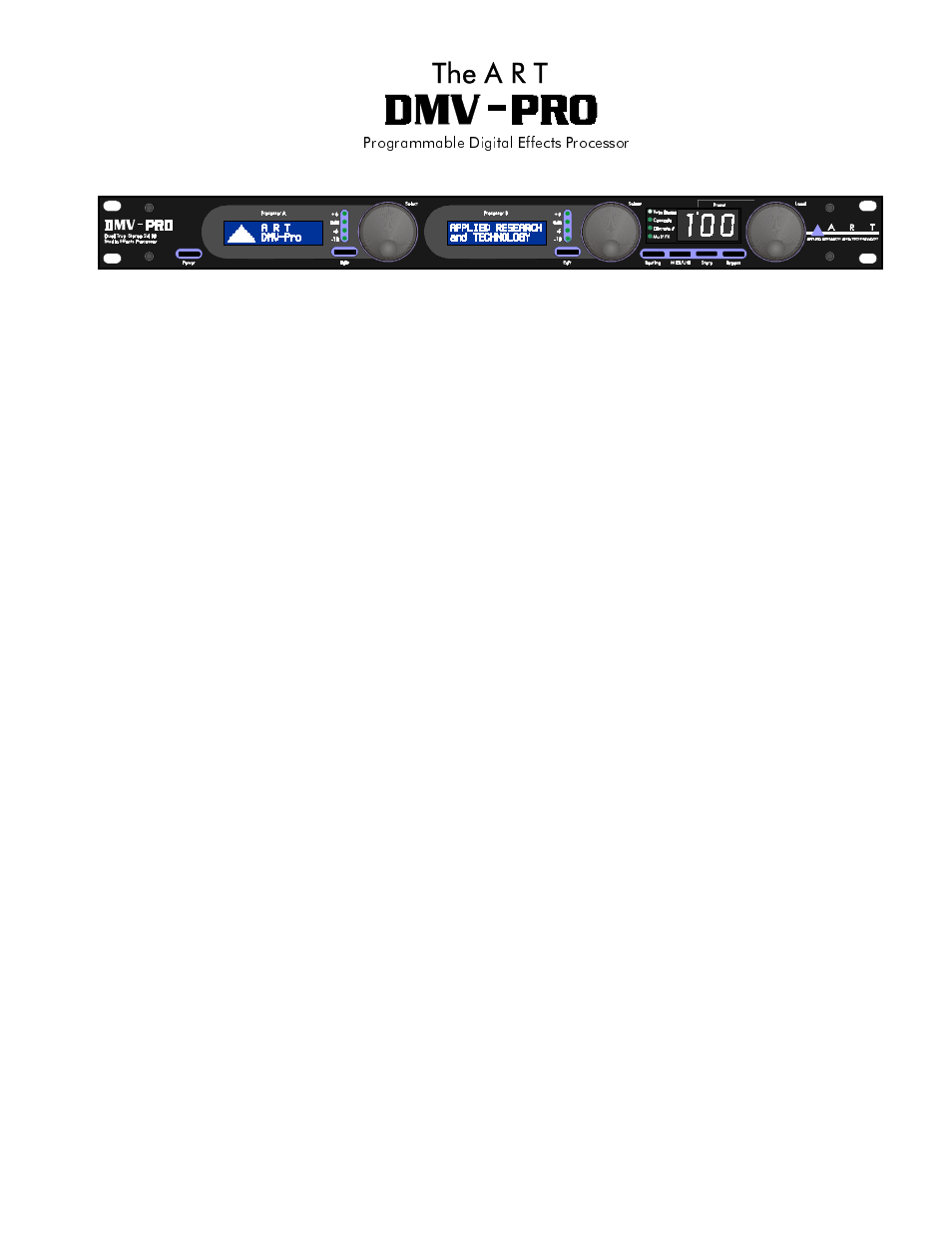 ART Pro Audio DMV-Pro - Dual True-Stereo Effects Processor User Manual | 61 pages